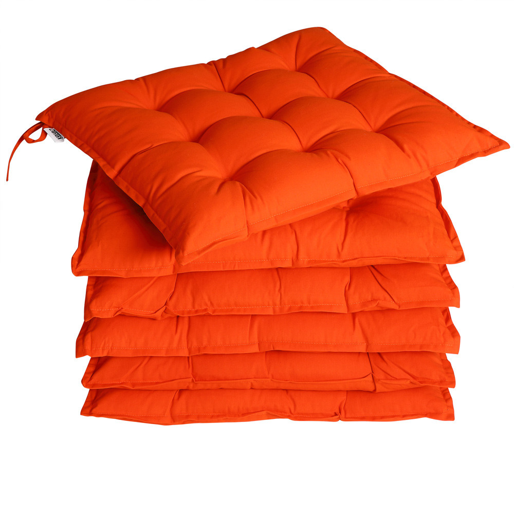 Detex 6x Garden Chair Cushion Cozy 55% Cotton Outdoor Patio Orange