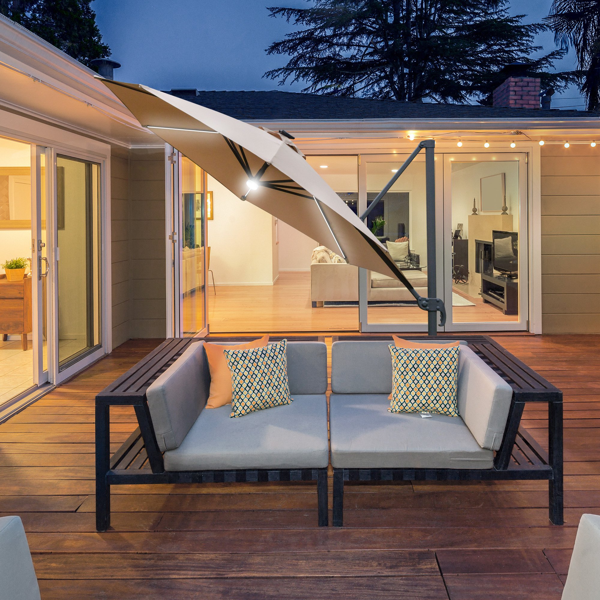 Outsunny 3(m) Cantilever Roma Parasol Garden Sun Umbrella Outdoor Patio